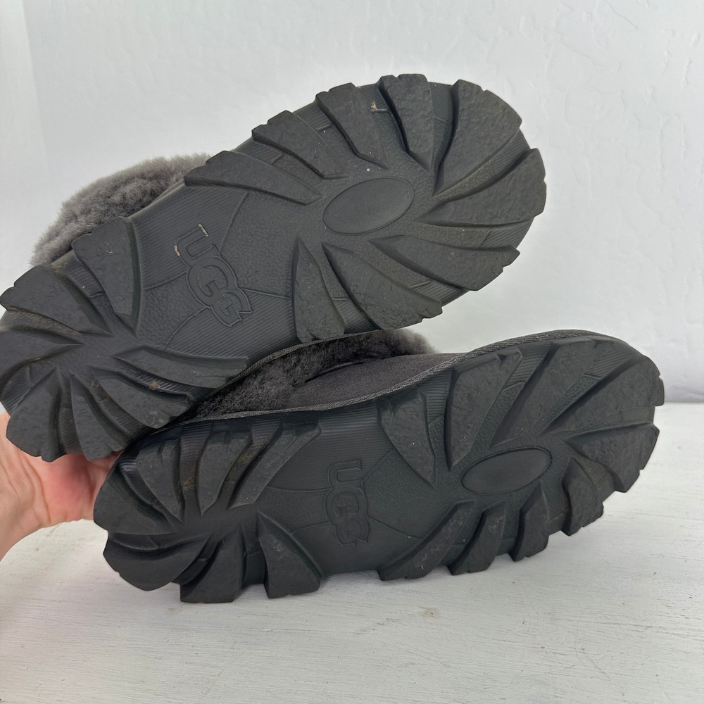 UGG Slippers Womens 7 Coquette Charcoal Grey Sheepskin Suede 5125 - Picture 3 of 12
